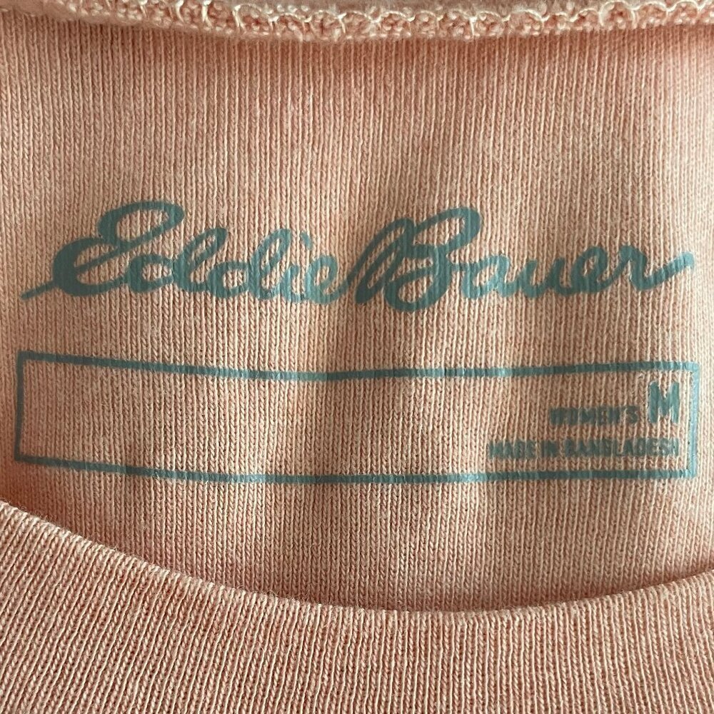 Eddie Bauer Casual Lg Sleeve Crew Neck Cotton Poly Drop Shoulder Top Peach Sz M - Picture 7 of 10